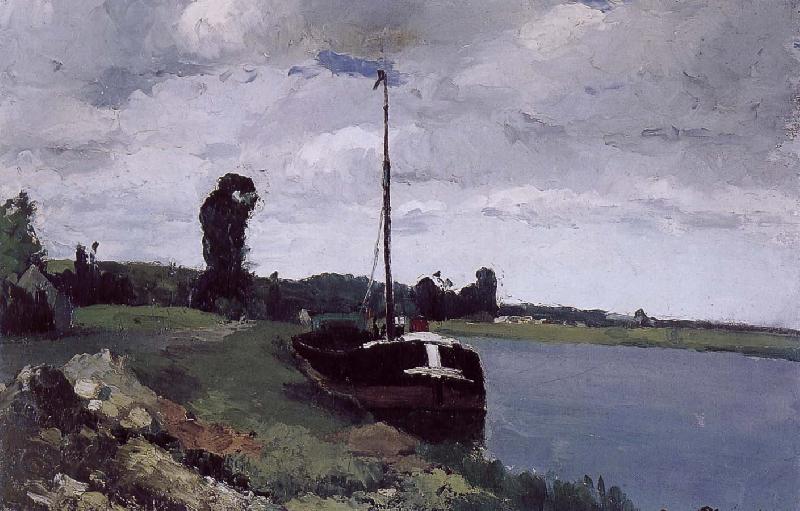 Camille Pissarro River boat Spain oil painting art